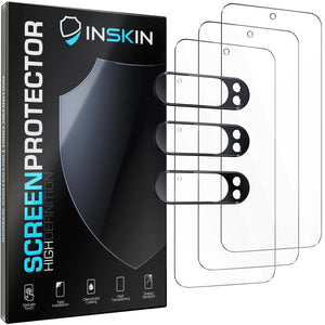 Inskin Screen Protector for Google Pixel 9 Series (2024) – 3-Pack Tempered Glass for Screen & 3-Pack for Camera Lens, Fingerprint ID Support, Plasma Coating, Case-Friendly Design