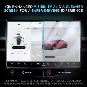 Inskin Tempered Glass Screen Protector Set for Tesla Model X/S (2021-2025) - Dashboard (17") & Rear Screen (8"), Auto-Align, Anti-Fingerprint Plasma Coating